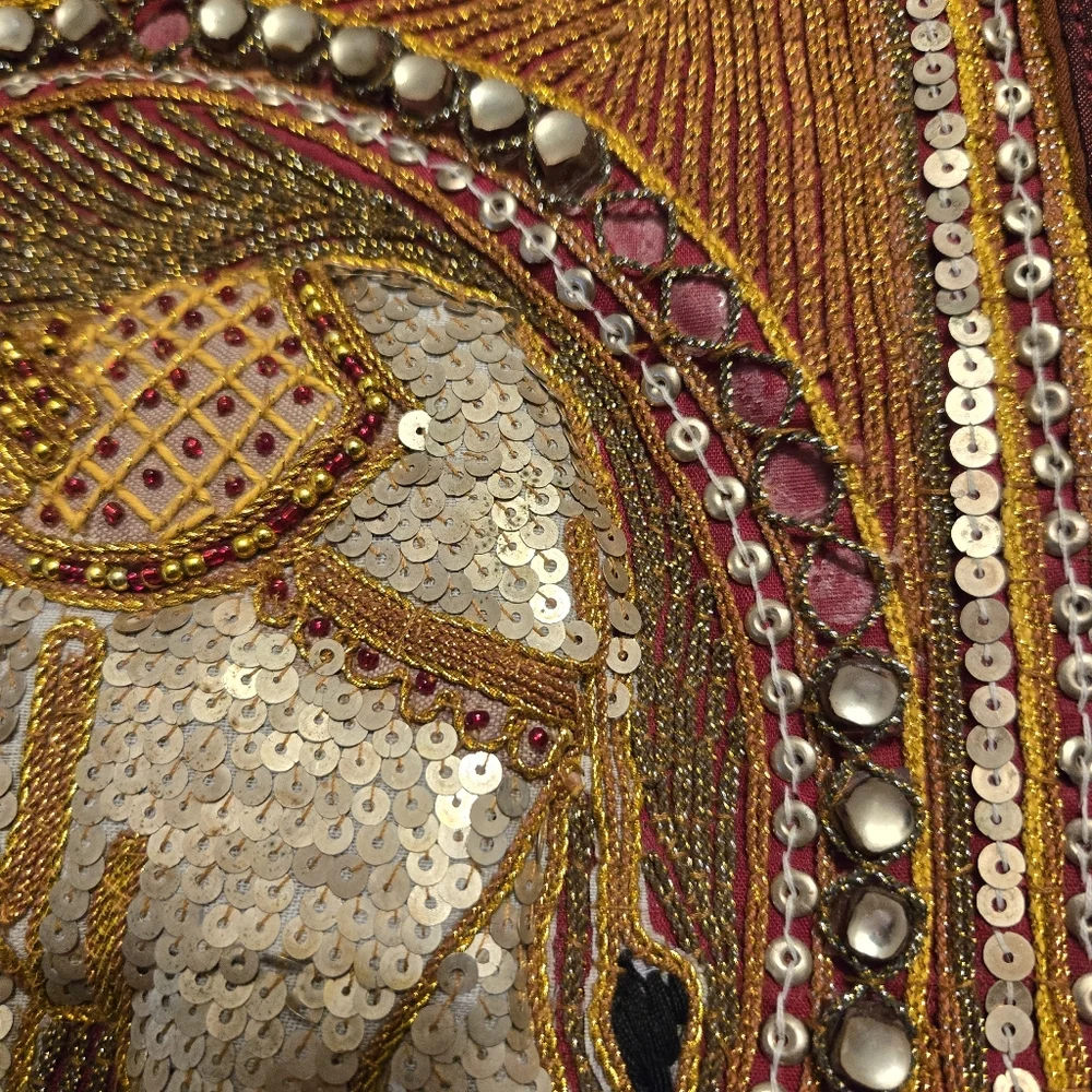 Vintage Thai Kalaga Hanging Tapestry Embroidery Sequins Asian Art Decor 58